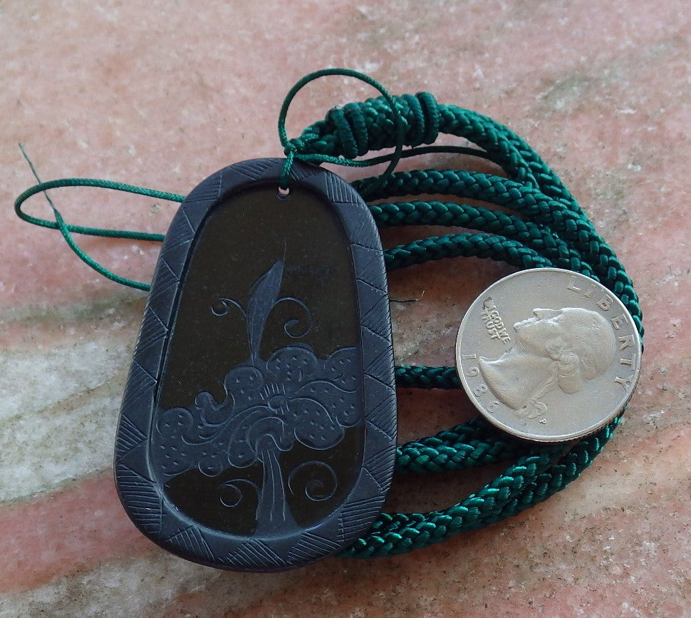 Certified Hand Carved Dark Green Black Natural Myanmar Burma A Jade Jadeite Dragon Bead Beads Pendant Necklace