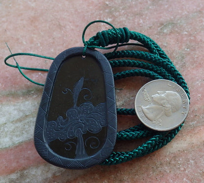 Certified Hand Carved Dark Green Black Natural Myanmar Burma A Jade Jadeite Dragon Bead Beads Pendant Necklace