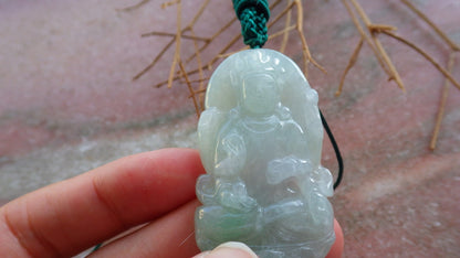 Certified Hand Carved Natural Myanmar Burma A Jade Jadeite Guanyin Kwan yin Pendant Necklace