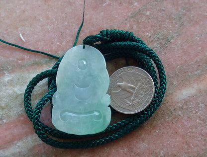 Certified Hand Carved Natural Myanmar Burma A Jade Jadeite Guanyin Kwan yin Pendant Necklace