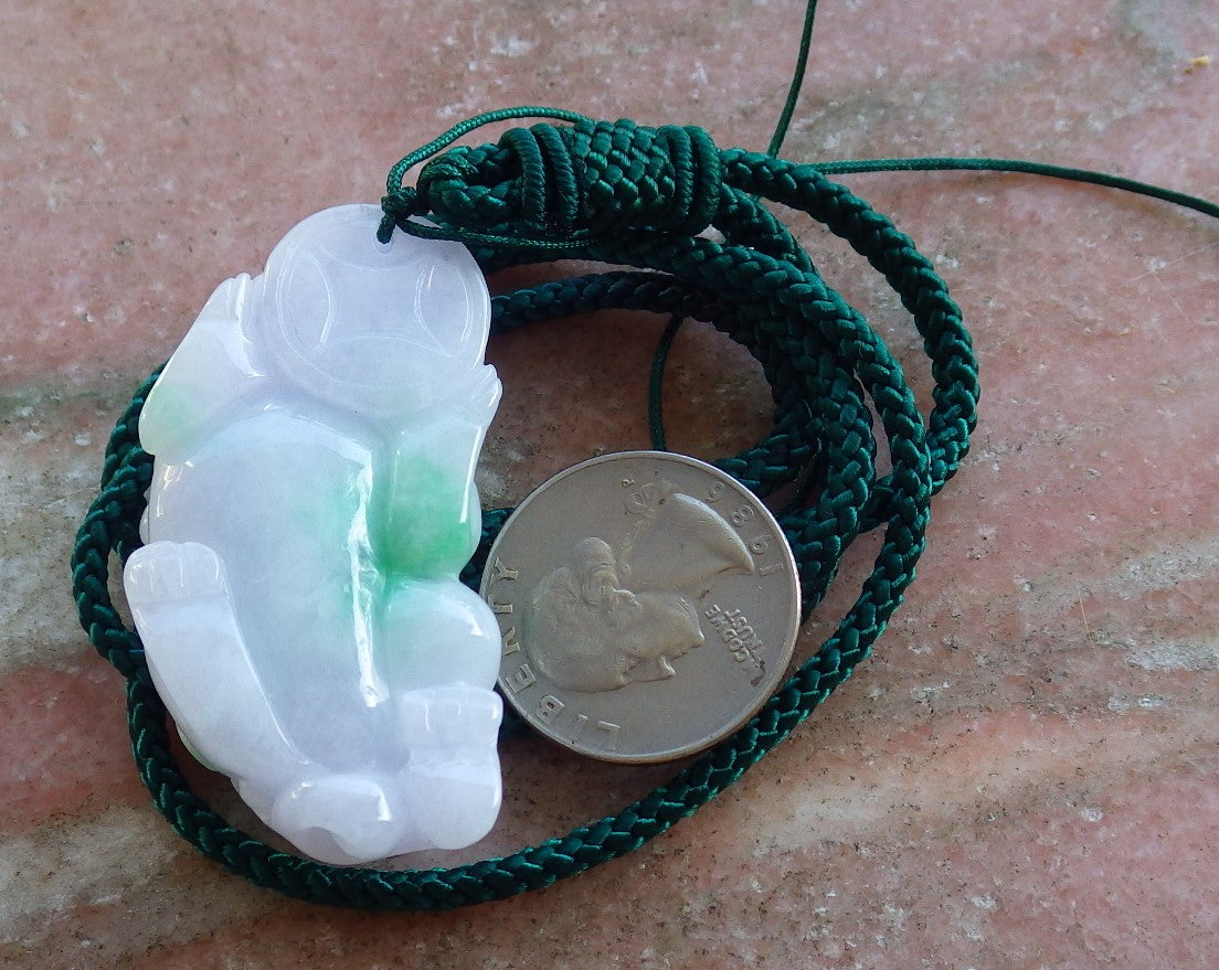 Certified Hand Carved Natural Lavender Green Myanmar Burma A Jade jadeite Dragon Pi Xiu Pendant Necklace