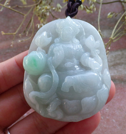 Certified Hand Carved Green Natural Myanmar Burma A Jade jadeite Dragon Guanyin Kwan Yin Bead Beads Pendant Necklace