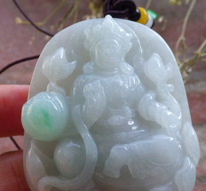 Certified Hand Carved Green Natural Myanmar Burma A Jade jadeite Dragon Guanyin Kwan Yin Bead Beads Pendant Necklace