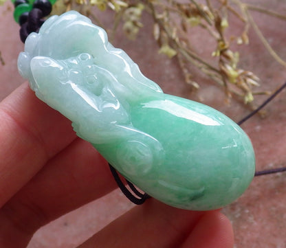 Certified Hand Carved Green Natural Myanmar Burma A Jade jadeite Mouse Bag Coin Pendant Necklace