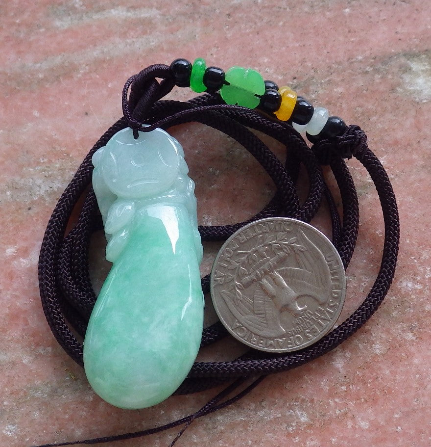 Certified Hand Carved Green Natural Myanmar Burma A Jade jadeite Mouse Bag Coin Pendant Necklace