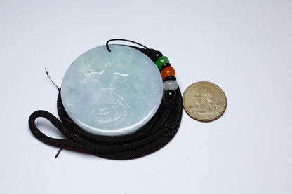Certified Hand Carved Lavender Green Natural Myanmar Burma A Jade jadeite Dragon Bead Pendant Necklace