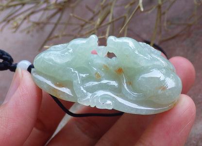 Certified Hand Carved Green 100% Natural Myanmar Burma Grade A Jade Jadeite Zodiac Cow Ox Aminal Pendant Necklace