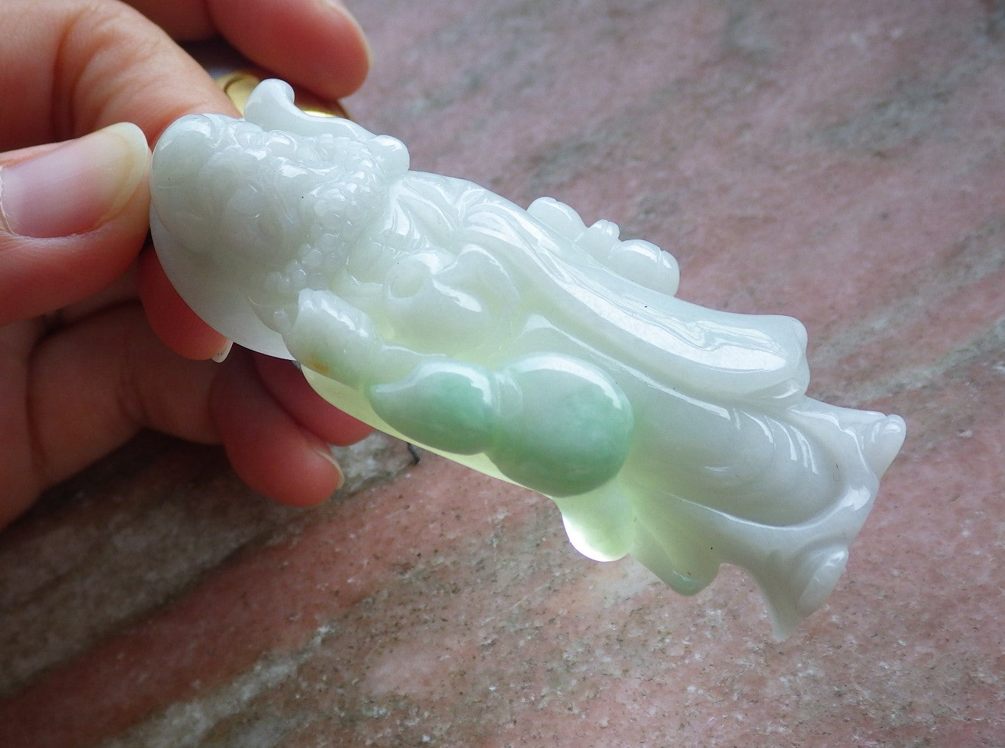 Certified Hand Carved Green Natural Myanmar Burma Grade A Jade jadeite Da Mo Buddha God Gourd Pendant Necklace