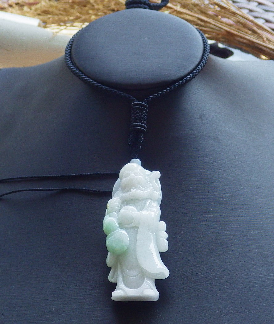 Certified Hand Carved Green Natural Myanmar Burma Grade A Jade jadeite Da Mo Buddha God Gourd Pendant Necklace