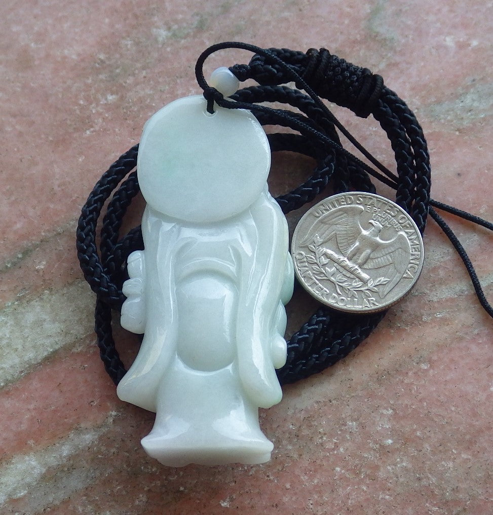 Certified Hand Carved Green Natural Myanmar Burma Grade A Jade jadeite Da Mo Buddha God Gourd Pendant Necklace