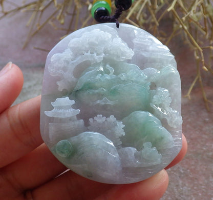 Certified Hand Carved Natural Green Myanmar Burma A Jade jadeite Pendant Necklace 14 Pcs
