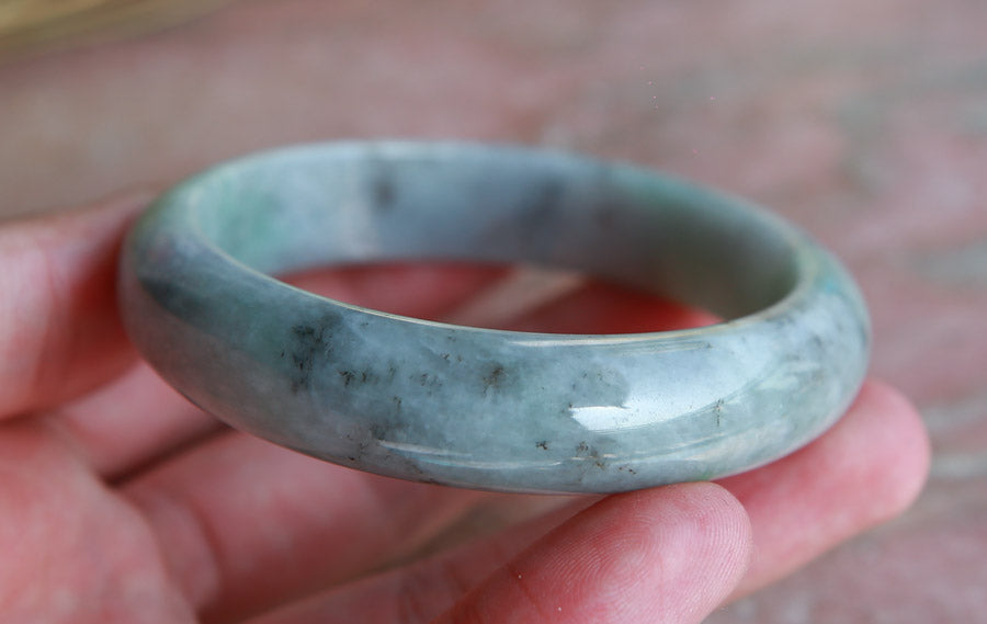 Certified Hand Carved Green Lavender Natural Myanmar Burma Grade A JADE Jadeite Circle Bangle Bracelet 58mm