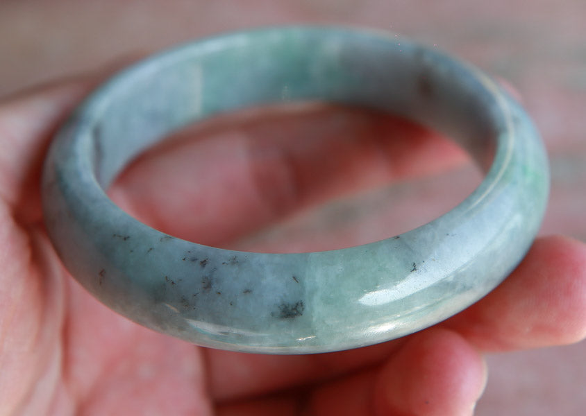 Certified Hand Carved Green Lavender Natural Myanmar Burma Grade A JADE Jadeite Circle Bangle Bracelet 58mm