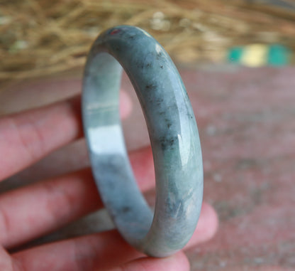 Certified Hand Carved Green Lavender Natural Myanmar Burma Grade A JADE Jadeite Circle Bangle Bracelet 58mm