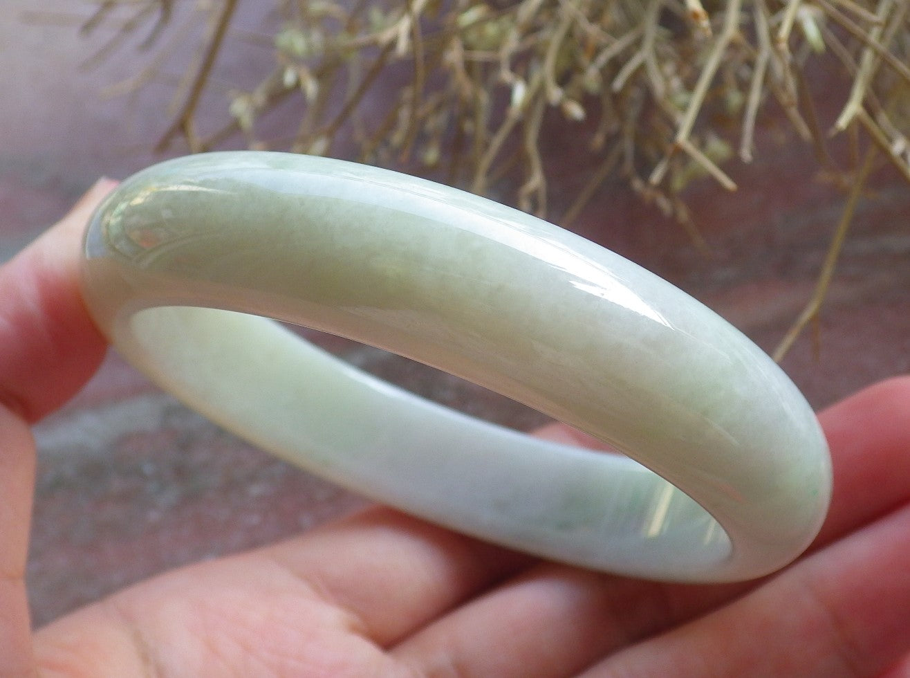 Certified Hand Carved Green Natural Myanmar Burma Grade A JADE Jadeite Circle Bangle Bracelet 58mm