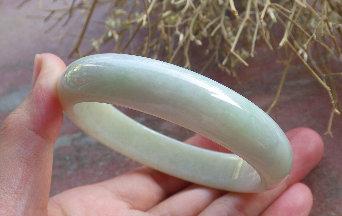 Certified Hand Carved Green Natural Myanmar Burma Grade A JADE Jadeite Circle Bangle Bracelet 58mm