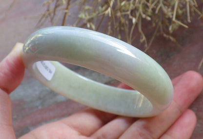 Certified Hand Carved Green Lavender Natural Myanmar Burma Grade A JADE Jadeite Circle Bangle Bracelet 58mm