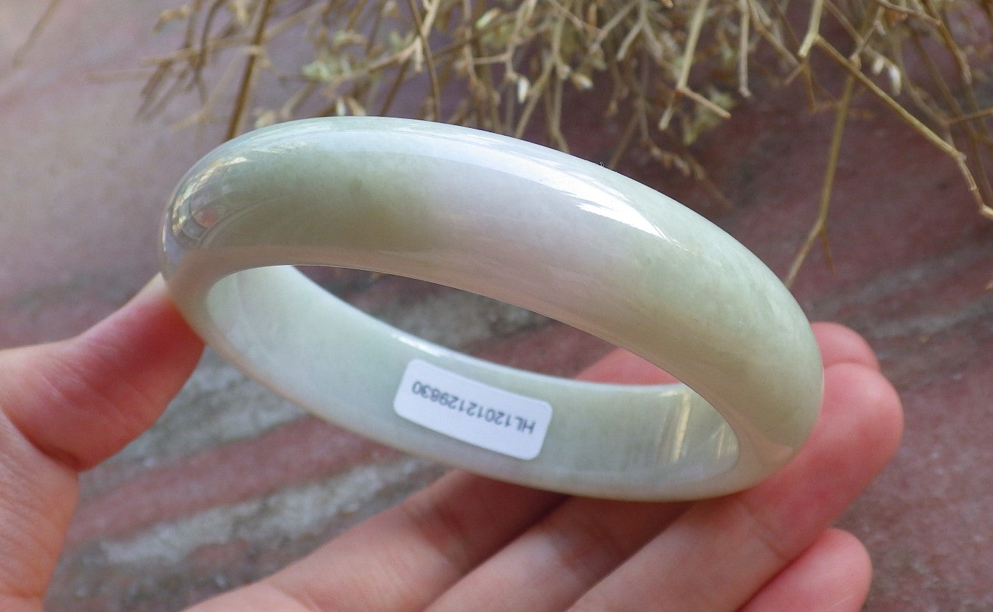 Certified Hand Carved Green Lavender Natural Myanmar Burma Grade A JADE Jadeite Circle Bangle Bracelet 58mm