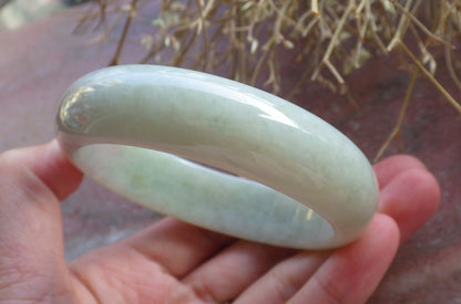 Certified Hand Carved Green Lavender Natural Myanmar Burma Grade A JADE Jadeite Circle Bangle Bracelet 58mm