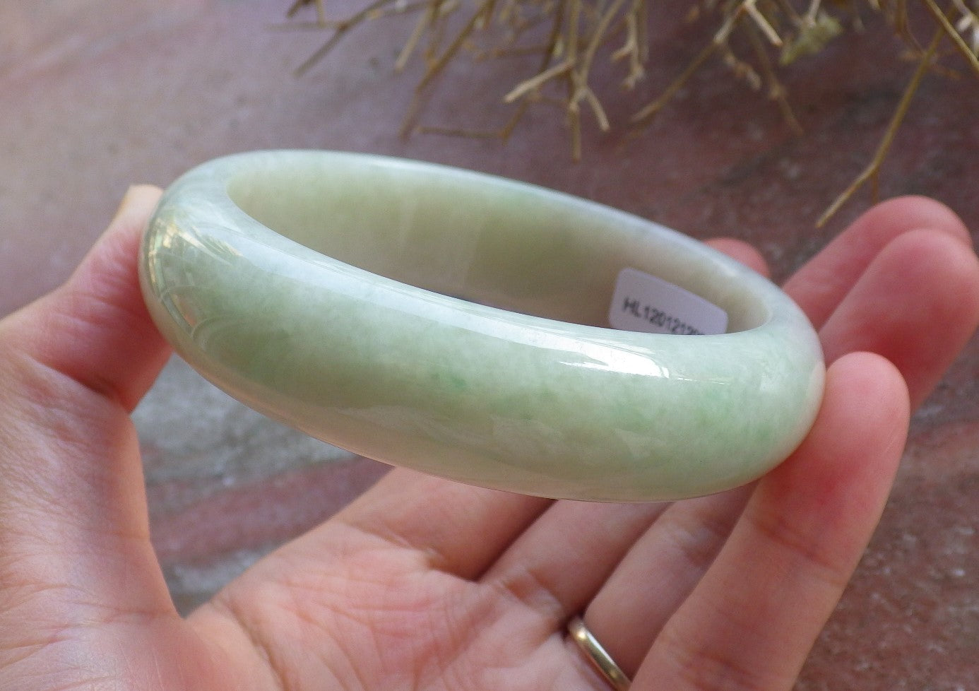 Certified Hand Carved Green Lavender Natural Myanmar Burma Grade A JADE Jadeite Circle Bangle Bracelet 58mm