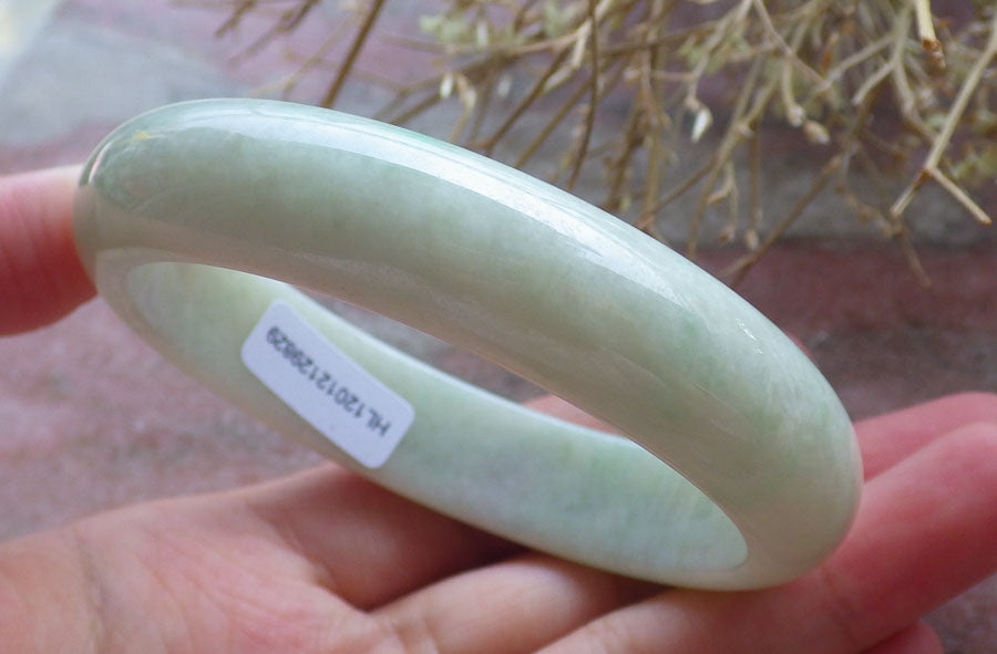 Certified Hand Carved Green Burma 100% Natural Myanmar Burma Grade A JADE Jadeite Round Circle Bangle Bracelet 58mm