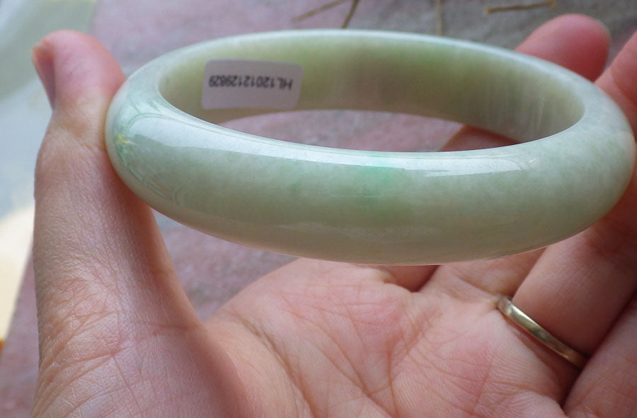 Certified Hand Carved Green Burma 100% Natural Myanmar Burma Grade A JADE Jadeite Round Circle Bangle Bracelet 58mm