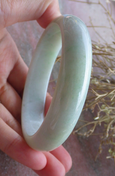 Certified Hand Carved Green Natural Myanmar Burma A JADE Jadeite Circle Bangle Bracelet 60mm