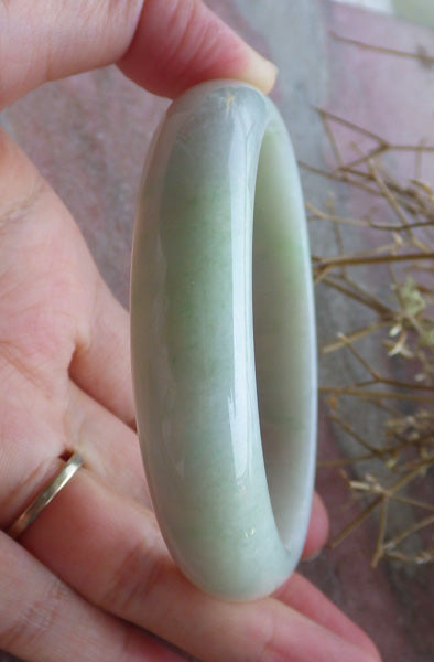 Certified Hand Carved Green Natural Myanmar Burma A JADE Jadeite Circle Bangle Bracelet 60mm