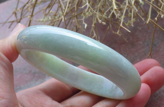 Certified Hand Carved Green 100% Natural Myanmar Burma Grade A JADE Jadeite Circle Bangle Bracelet 58mm