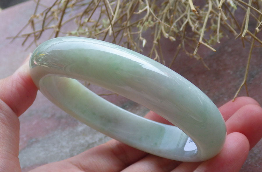 Certified Hand Carved Green 100% Natural Myanmar Burma Grade A JADE Jadeite Circle Bangle Bracelet 58mm