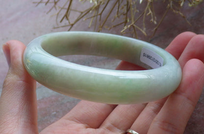 Certified Hand Carved Green 100% Natural Myanmar Burma Grade A JADE Jadeite Circle Bangle Bracelet 58mm