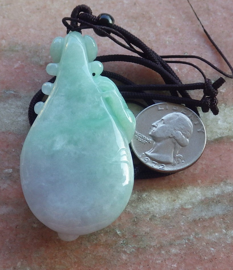 Certified Hand Carved Natural Green Burma A Jade jadeite Dragon Pi Xiu Guitar Pendant Necklace