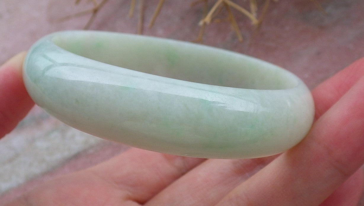 Certified Hand Carved Green 100% Natural Myanmar Burma A JADE Jadeite Goose Egg Oval Bangle Bracelet 55mm X 50mm