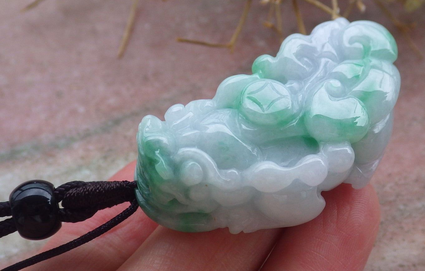 Certified Hand Carved Natural Lavender Green Myanmar Burma A Jade jadeite Dragon Pi Xiu Pendant Necklace