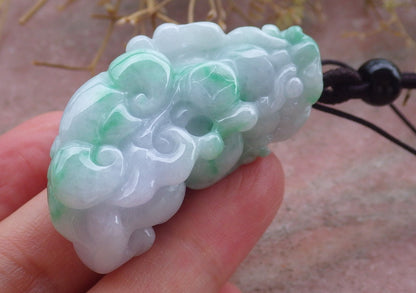 Certified Hand Carved Natural Lavender Green Myanmar Burma A Jade jadeite Dragon Pi Xiu Pendant Necklace