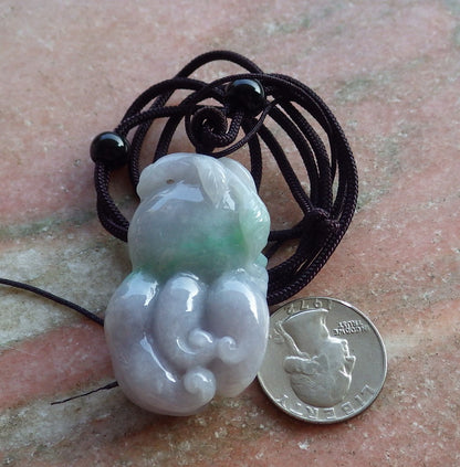 Certified Hand Carved Lavender Green Natural Myanmar Burma A Jade jadeite Spider Ruyi Ginseng Pendant Necklace