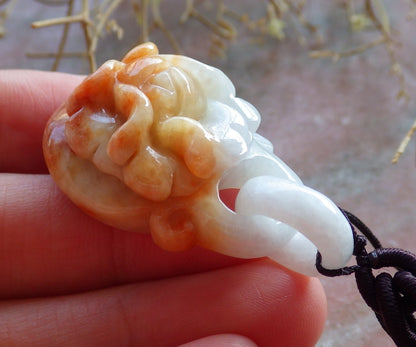 Certified Hand Carved Lavender Yellow Myanmar Burma Natural A Jade jadeite Rose Flower With Ring Pendant Necklace