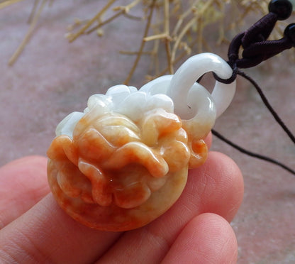 Certified Hand Carved Lavender Yellow Myanmar Burma Natural A Jade jadeite Rose Flower With Ring Pendant Necklace