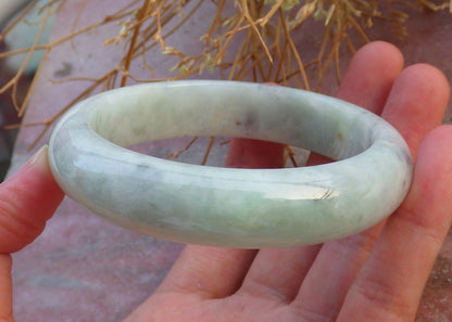 Certified Hand Carved Green Natural Myanmar Burma Grade A JADE Jadeite Circle Bangle Bracelet 58mm