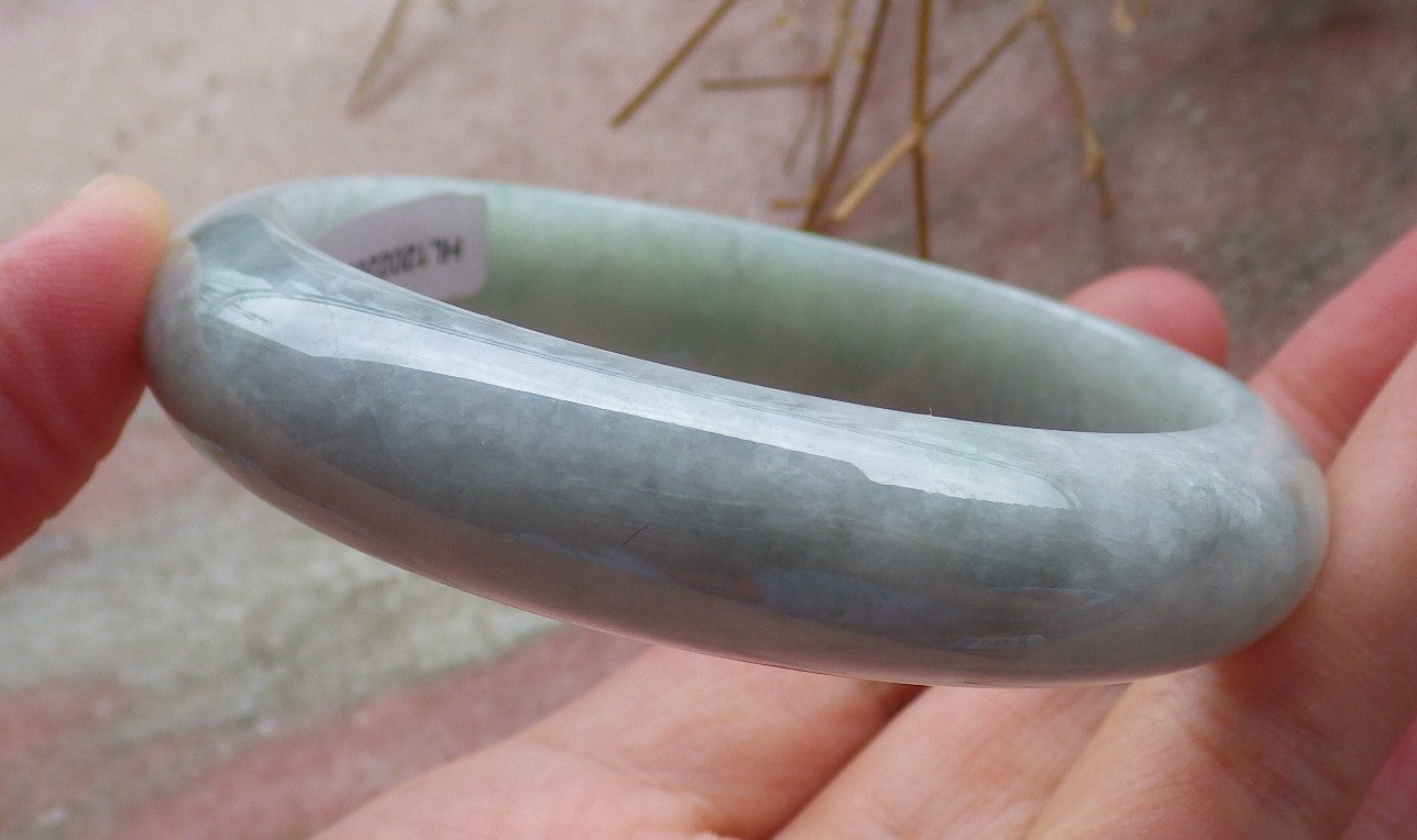 Certified Hand Carved Green Lavender Natural Myanmar Burma Grade A JADE Jadeite Circle Bangle Bracelet 58mm