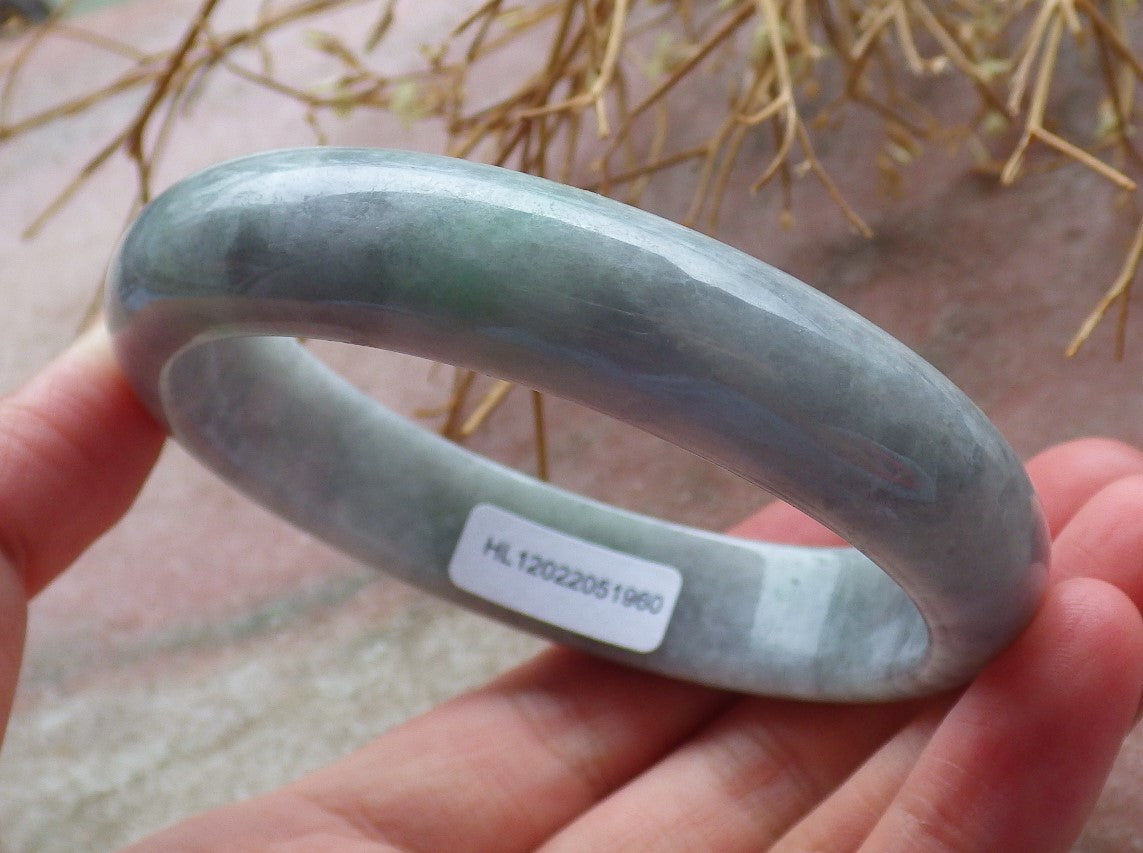 Certified Hand Carved Green Lavender Natural Myanmar Burma Grade A JADE Jadeite Circle Bangle Bracelet 58mm