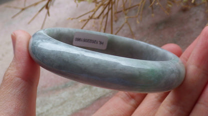 Certified Hand Carved Green Lavender Natural Myanmar Burma Grade A JADE Jadeite Circle Bangle Bracelet 58mm