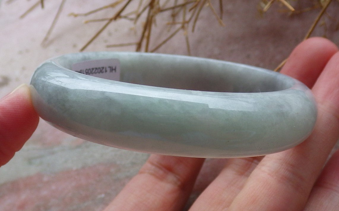 Certified Hand Carved Green Lavender Natural Myanmar Burma Grade A JADE Jadeite Circle Bangle Bracelet 57mm