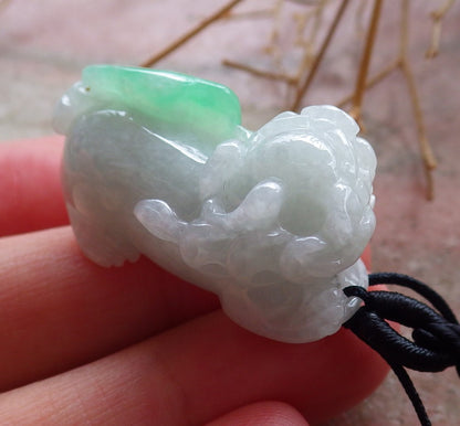 Certified Hand Carved Natural Green Burma A Jade jadeite Dragon Pi Xiu Pendant Necklace