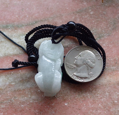 Certified Hand Carved Natural Green Burma A Jade jadeite Dragon Pi Xiu Pendant Necklace