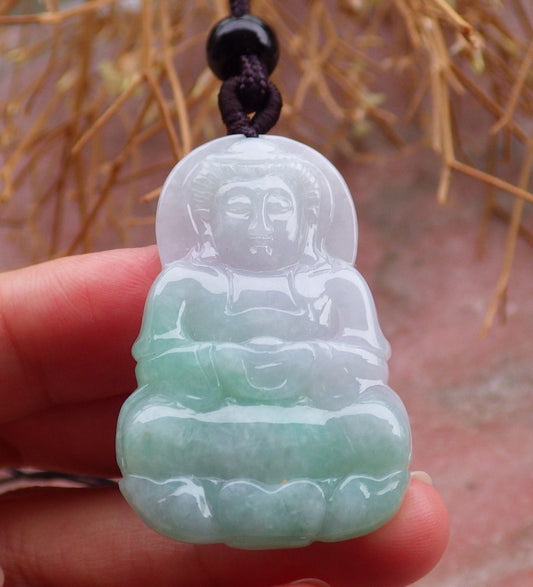 Certified Hand Carved Green Natural Myanmar Burma A Jade jadeite Guanyin Kwan Yin Pendant Necklace