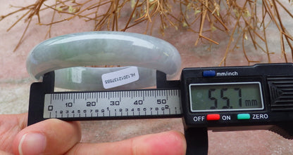 Certified Hand Carved Icy Green Lavender Natural Myanmar Burma Grade A JADE Jadeite Circle Bangle Bracelet 56mm