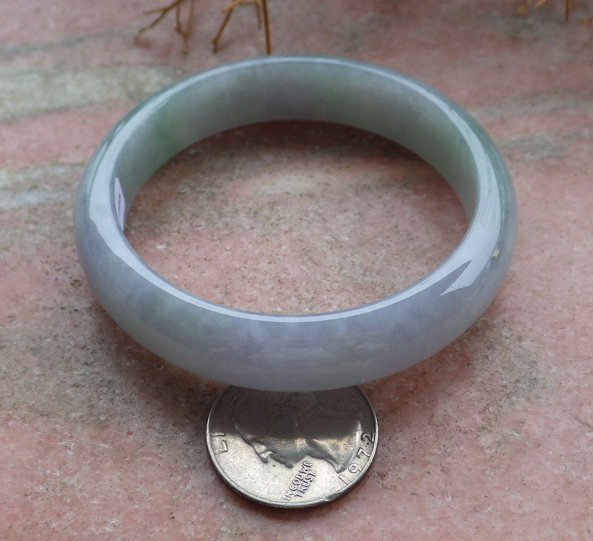 Certified Hand Carved Icy Green Lavender Natural Myanmar Burma Grade A JADE Jadeite Circle Bangle Bracelet 56mm