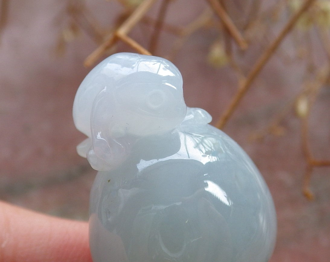 Certified Hand Carved Natural Myanmar Burma A Jade Jadeite Frog Toad Gourd Lucky Amulet Pendant Necklace
