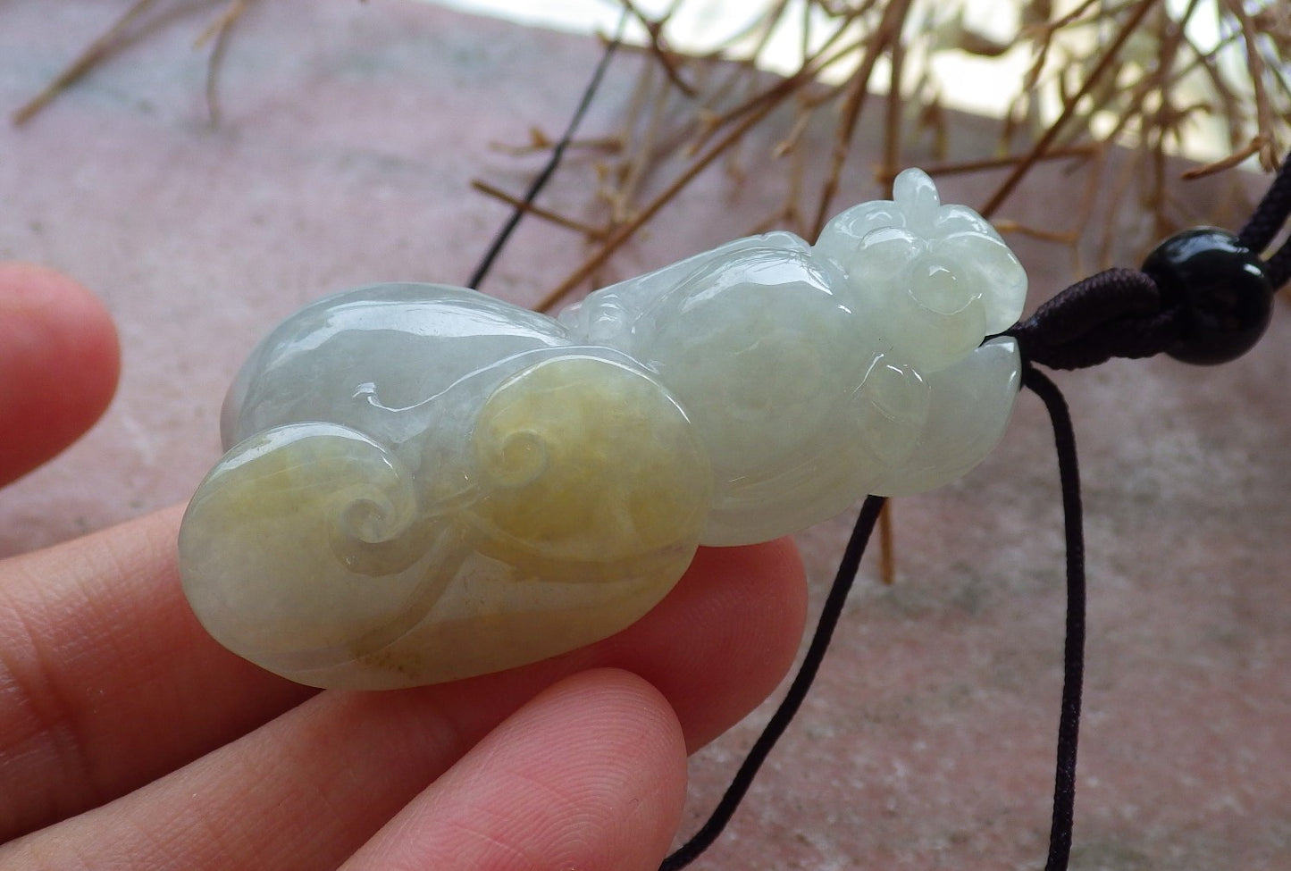 Certified Hand Carved Natural Myanmar Burma A Jade jadeite Owl Coin Pendant Necklace